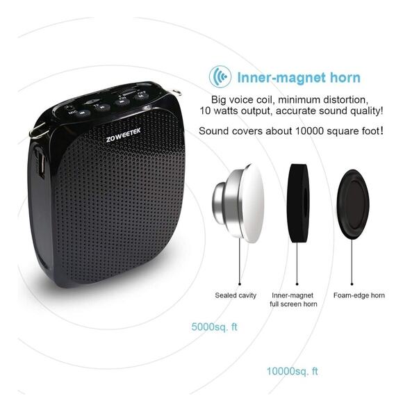 Voice Amplifier, Loud Speaker, USB/ Micro-SD by ZOWEETEK ZW-Z258 - Picture 8 of 9